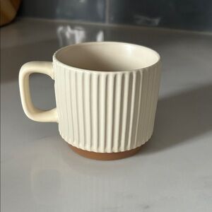 Cream Ceramic Mug with Tan Base 6 oz